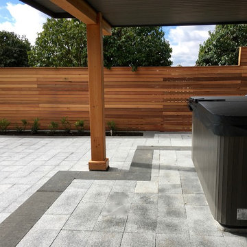 After view, looking towards West wall with cedar privacy screen