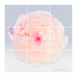 Hummingbird Song of Rose B - 12.75" x 12.75"  - Tile Mural - Tile Murals