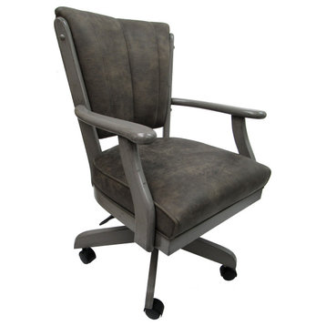 Caster Dining Chair On Wheels Solid Wood, Classic, Iron Gray