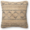 Woven Pattern on Cotton Base Decorative Throw Pillow, Blue/Natural, No Fill