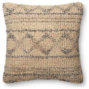 Woven Pattern on Cotton Base Decorative Throw Pillow, Blue/Natural, No Fill