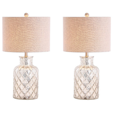 Alvord 24.5" LED Glass Table Lamp, Mercury Silver, Set of 2