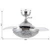 36 Satin Nickle Crystal Ceiling Fan in Foldable Blades with Remote Control
