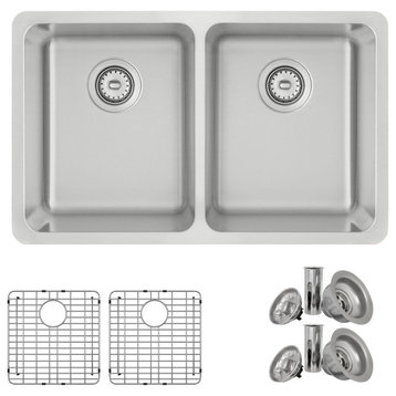 STYLISH 29" Double Bowl Undermount and Drop-in Stainless Steel Kitchen Sink