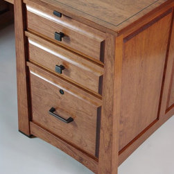 Black Cherry Executive Desk with Ebony Inlay - Desks And Hutches