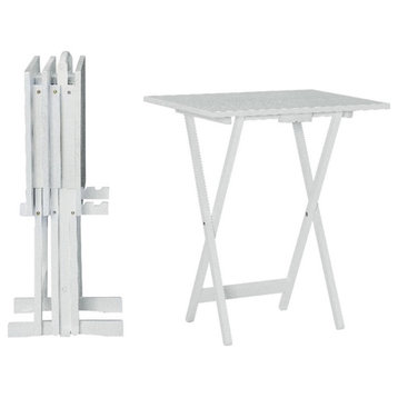 Linon Vivien Wood Tray Table Set in White
