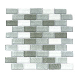 GBM Manufacturing - Geo 11"x11" Textured Glass Brick Mosaic Tile,Gray - Mosaic Tile