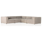 Four Hands - Langham 5pc Sectional-Napa Sandstone - The sensible five-piece sectional meets modern Italian styling, with a matching left arm facing chaise, wide channeling and oversize arms. Textural light grey covering awes in any space. Performance fabrics are specially created to withstand spills, stains, high traffic and wear, ensuring long-term comfort and unmatched durability.