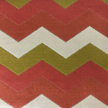 Longwood Chevron Cut Velvet Upholster Fabric, Sorbet