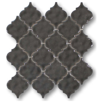 Ash Ceramic Arabesque Mosaic Tiles, 5 Sq Ft Box