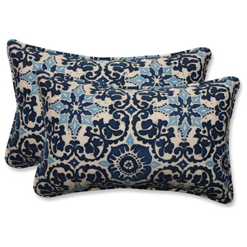Woodblock Prism Blue Rectangular Throw Pillow Set of 2