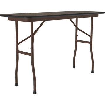UrbanPro 18"W x 48"D Plastic & Steel Metal Folding Table in Walnut/Wishbone