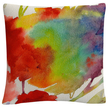 Rainbow Flowers' Abstract Bold Motif By Sheila Golden Decorative Throw Pillow