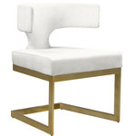 Meridian Furniture - Alexandra Dining Chair, Cream Velvet, Rich Gold Metal Base - Elegant and eye-catching, the stunning Cream Velvet Alexandra Dining Chair from Meridian Furniture is the perfect addition to any space.