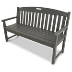 POLYWOOD - Yacht Club 60" Bench, Stepping Stone - The stylish yet roomy Trex Outdoor Furniture Yacht Club 60" Bench is an ideal way to add more seating to your outdoor entertaining space. The seat is contoured for greater comfort while the slats are designed to be easy on your back. Available in a variety of attractive, fade resistant colors, youre sure to find just the right match to coordinate with your Trex deck. Backed by a 20-year warranty and made with solid HDPE recycled lumber, you dont have to worry about it rotting, cracking or splintering like traditional wood furniture. And its extremely low-maintenance, as it doesnt require any painting or staining. It also resists weather, food and beverage stains, and environmental stresses.