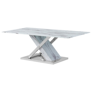 Global Furniture USA Faux Marble & Stainless Steel Coffee Table