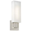 Kisdon Wall Sconce in Satin Nickel with White Glass, 120V