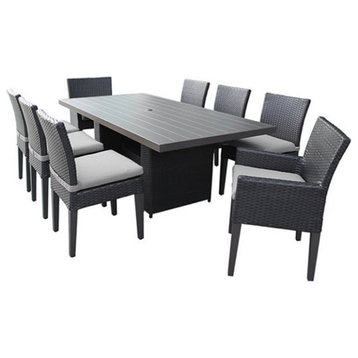 Belle Patio Dining Table with 6 Armless Chairs and 2 Dining Chairs in Gray