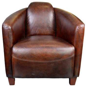 Moe's Home Art Deco Salzburg Dark Brown Leather Club Chair PK-1000-20