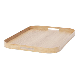 Kate and Laurel Lipton Narrow Rectangle Wood Accent Tray - 10x24 - White/Silver
