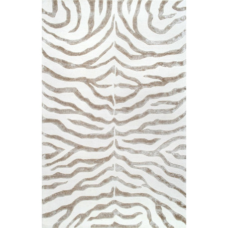 Nuloom Hand Tufted Plush Zebra Rug, Grey 2'x3'