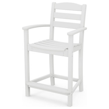 Polywood La Casa Cafe Counter Arm Chair, White