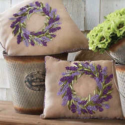 Lavender Wreath Throw Pillow - Decorative Pillows