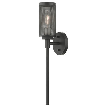Livex Lighting Industro 1 Light Black With Brushed Nickel Accents Single Sconce