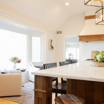 Simsbury Transitional Kitchen with Hickory Island
