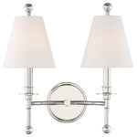 Crystorama - Riverdale 2 Light Polished Nickel Wall Mount - Both timeless and transitional, with a variety of options, the minimalist design makes the Riverdale ideal for any space in the home. Accompanied by two distinctive tail stem choices for a shorter or longer design and the selection of a glass ball or metal ball finish, this fixture is a smart choice for a hallway, bathroom, bedroom, or flanked on both sides of a fireplace. Designed with thoughtful simplicity, the Riverdale strikes the perfect balance of function and form. All style options are included in one box.