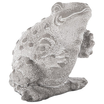 Cement Standing Eastern Rainfrog Figurine Washed Concrete Gray Finish