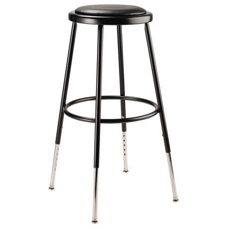 NPS 6400 Series 25-33" Vinyl Padded Steel Metal Heavy Duty Stool in Black