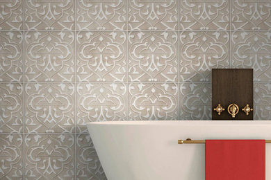 Example of a transitional bathroom design in Boston