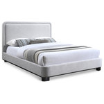 Meridian Furniture - Nolita Linen Textured Fabric / Linen Upholstered Bed, Gray, King, Black Finish - Upgrade the ambiance of your bedroom with the Nolita Linen Textured Fabric Bed. The bed features a luxurious grey-colored linen textured fabric that is not only soft to the touch but also incredibly durable. The solid wood black finish base adds a touch of elegance and charm to the overall design. If you're looking for a bed that is both stylish and functional, the Nolita Linen Textured Fabric King Sized Bed is the perfect choice.