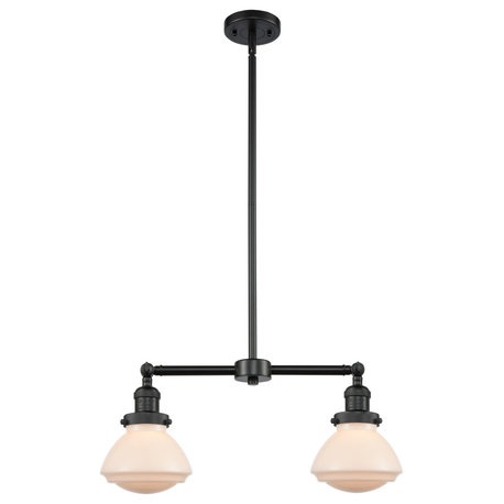 Olean 2-Light Chandelier, Matte Black, Matte White