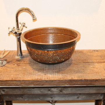 Vanity made from Old table and scaffolding boards