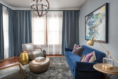 Inspiration for a small transitional formal dark wood floor living room remodel in Atlanta with gray walls