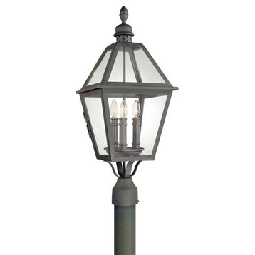 Townsend, Outdoor Post Lantern, 3 Light, Natural Bronze Finish, Clear Glass