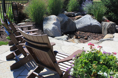 Photo of a mid-sized modern backyard pond in Other.