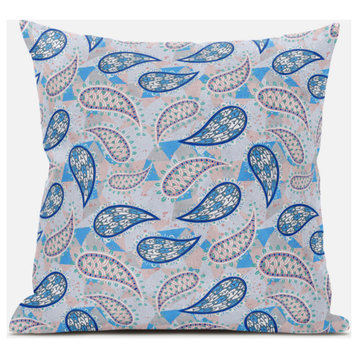 Paisley on Abstract Suede Zippered Pillow With Insert, Red Blue