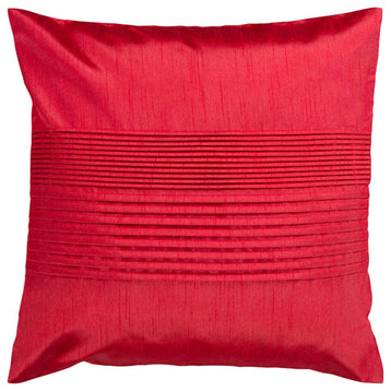 Solid Pleated by Surya Poly Fill Pillow, Bright Red, 22' x 22'