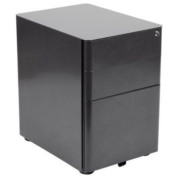 Modern 3-Drawer Mobile Locking Filing Cabinet with Anti-Tilt Mechanism and...