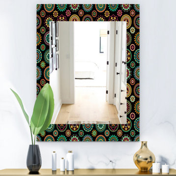 Designart Obsidian Impressions 1 Bohemian And Eclectic Frameless Wall Mirror, 24