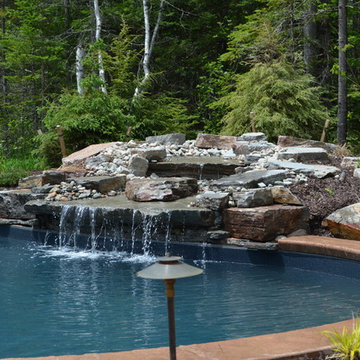Freeform pool with waterfall