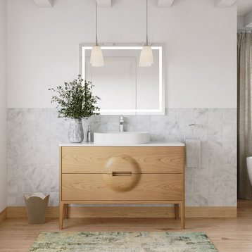 The Ethel Bathroom Vanity, Oak, 48", Single Sink, Freestanding