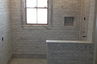 Elegant Tile Installation for Contemporary White Bathroom