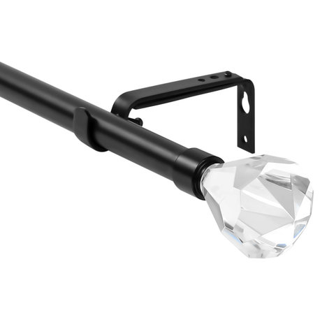 Pierre Cut Crystal Curtain Rods, Black, 84"-120"