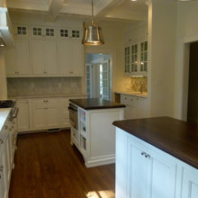 Carrera marble walnut top island