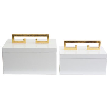 Avondale Boxes, White , Set of 2