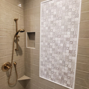 Shower with Two Mosaic Picture Frames